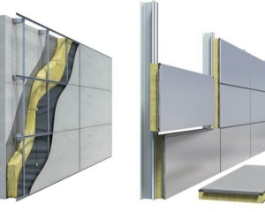 Comparison: Built-up system (left) - Qbiss One modular facade system (right)